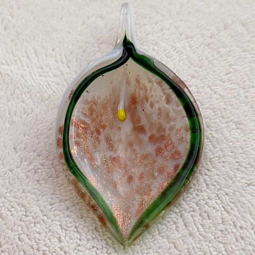 Cala Lily Art Glass Oversized Pendant